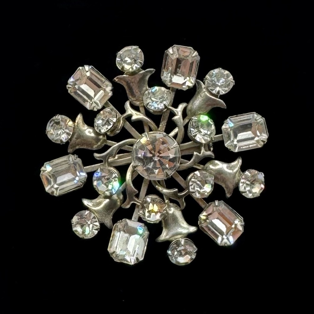 VINTAGE Crystal Starburst Brooch